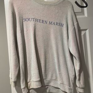Southern Marsh Cream Sweatshirt with Blue Logo